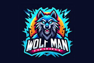 design modern wolf man mascot logo with free vector file