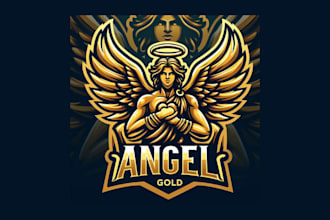 make unique angel gold mascot logo with free source file