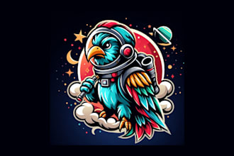 do amazing bird astronauts mascot logo with unlimited revisions