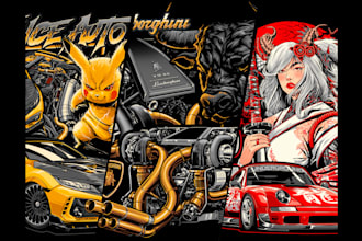 create costume car illustration with aggressive car