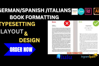 format, design and layout german book spanish book italian book typesetting