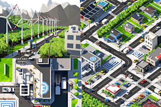 do isometric illustration for map isometric projection and flat isometric design