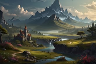 create fantasy landscape concept art
