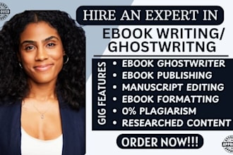 ghostwrite 30k words ebook as cookbook writer, self help book writer book editor