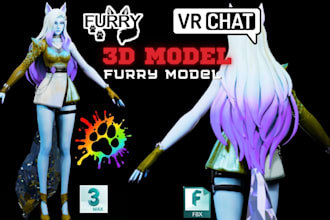 do furry model, 3d custom vrchat avatar, vrc furry, fursona nsfw rig