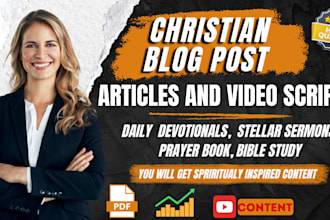 write christian book, proofreading and editing SEO blog articles, video scripts