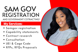 handle samgov registration, uei, cagecode, capability statement, find rfp, rfq
