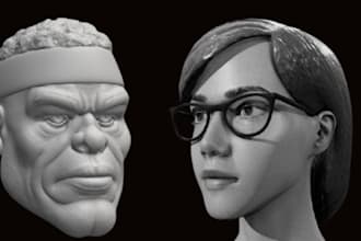 sculpt realistic or stylized 3d action figure, superhero bust, custom figure stl