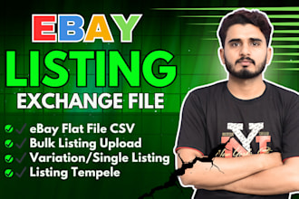upload ebay product listings using file exchange CSV, bulk listings