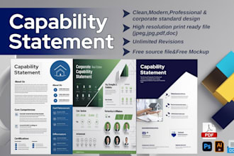 design capability statement,executive summary,investor one pager flyer