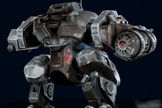 3d game assets and probs, scifi mech, machine, weapons, 4k texture, rig for game