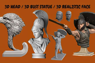 sculpt 3d realistic face 3d bust statue 3d head 3d full body character model stl