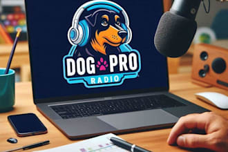 make awesome dog pro radio podcast logo design