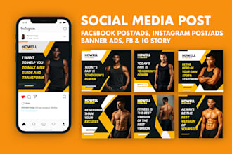 design modern social media posts, banner ads for instagram, facebook or linkedin