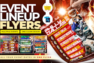 design clean lineup flyer with multiple events on one design