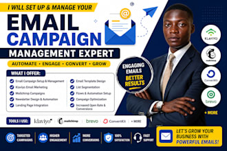 setup, manage email campaigns, email flows, email automations in klaviyo