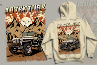 create a vintage jeep camping t shirt design