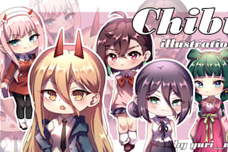draw cute anime chibi character in full body