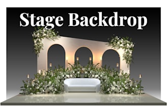 render a beautiful floral 3d stage design for weddings, concerts, and events