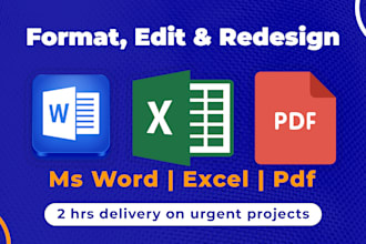 create ms word, excel template, edit and format