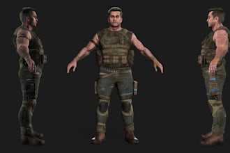 3d game, dayz 3d realistic character, ue5 male skin textures,soldier rig,animate