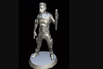 mold 3d futuristic figure,fix and texture character,resin printable stl 3d print