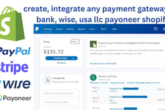 set up and connect wise, payoneer, stripe, or bank payment gateway
