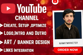 perfectly youtube channel create and setup with logo, banner and SEO