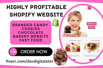 design shopify candy store cookies bakery website packaging design fast food