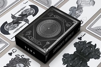 design card game, board game, tcg, card illustration, mockup box, rule book