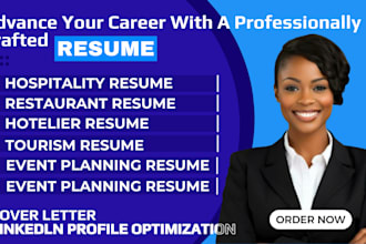 craft resumes for hospitality, restaurant, tourism and culinary roles
