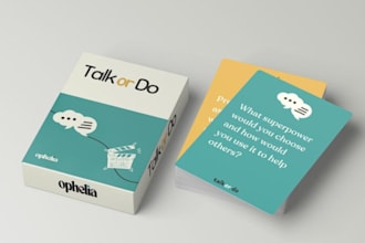design card game, board game kids printable flashcards, card box mockup rulebook