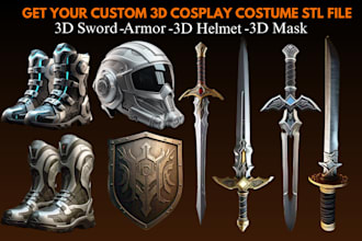 sculpt cosplay 3d sword 3d weapon axe 3d mask helmet props stl for 3d printing
