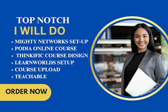 set up online course website on mighty networks, podia, thinkific,learnworld