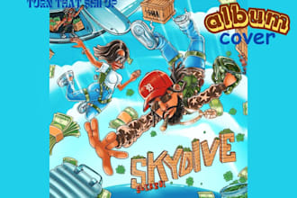 design cartoon album cover mixtape or single cover art hiphop or rock music punk