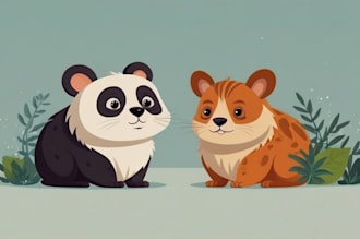 create cartoon vector animal in a simple style