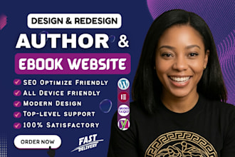 design book author website, ebook, portfolio website, author landing page