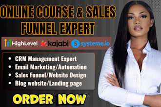setup kajabi online course kajabi website design kajabi sales funnel automation