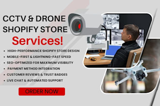 design cctv camera website drone shopify store home security shopify website