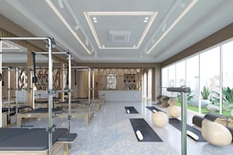 design photorealistic 3d yoga studio interior 3d yoga interior rendering