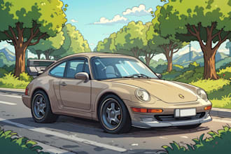 make vector car illustration in cartoon style