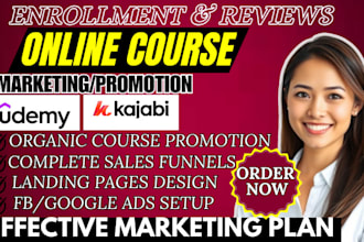 set up online course landing page, udemy course promotion, course marketing