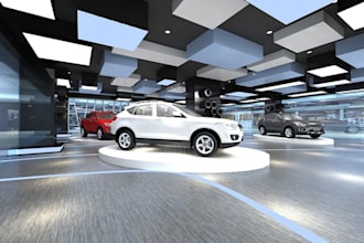 do custom 3d car showroom, exhibition stand, 3d car dealership 3d showroom