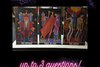 answer up to three questions in a written tarot report