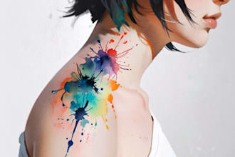 design custom tattoo in watercolor style