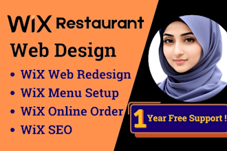 develop wix restaurant website, wix ecommerce, wix redesign and online ordering