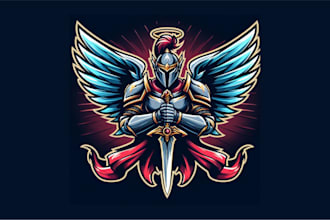 make amazing sword wings mascot logo with free source file