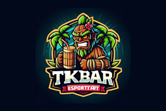 create awesome tiki bar mascot logo with express delivery