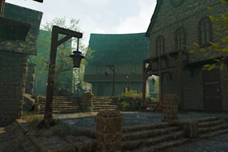 do 3d stylized game map, colorful 3d environment, fantasy world design, ue asset