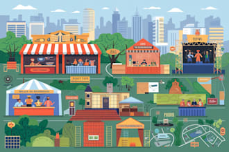 create event or festival vector illustrative maps